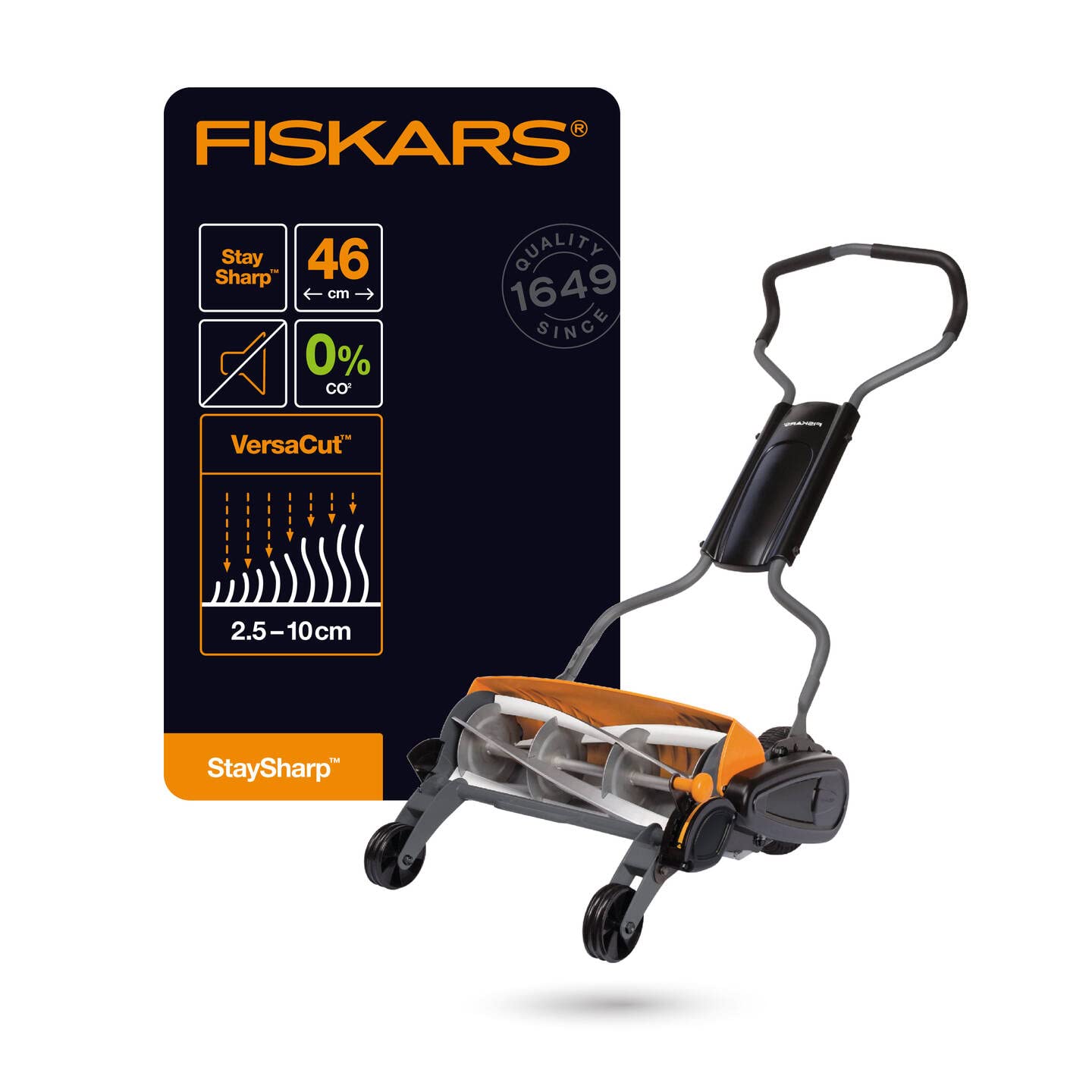 Fiskars StaySharp Max Cortacésped Manual 46cm, Corte Sin Contacto - 1000591