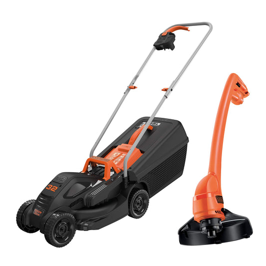 BLACK+DECKER Cortacésped Eléctrico 1000W 32cm + Desbrozadora, 35L, 250m² - BEMW351GL2