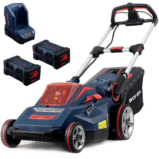 JonesHouseDeco Cortacésped Batería 84V 48.5cm, 6 Niveles, 2 Baterías 2.5Ah