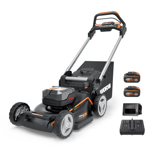 WORX WG749E Nitro Cortacésped 40V 46cm, Tracción, Mulching, 7 Alturas, 2 Baterías