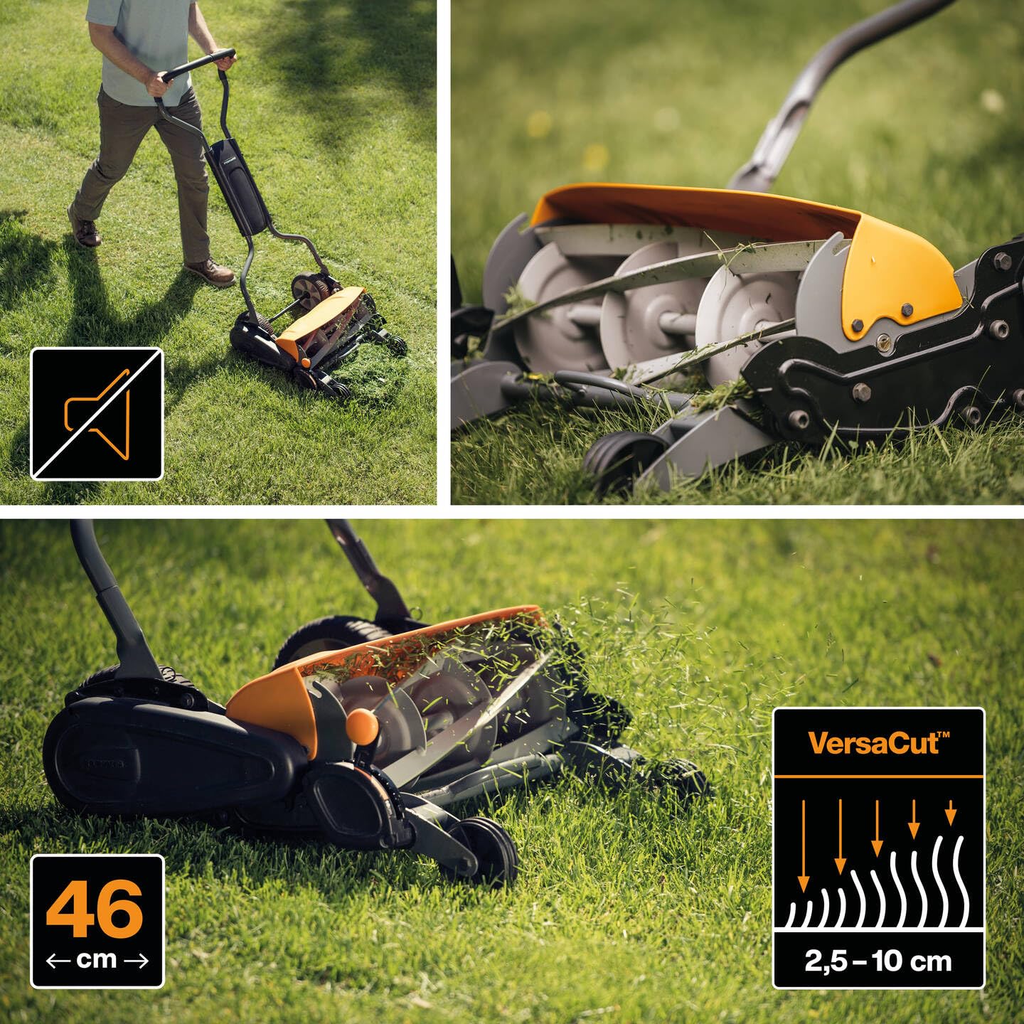 Fiskars StaySharp Max Cortacésped Manual 46cm, Corte Sin Contacto - 1000591